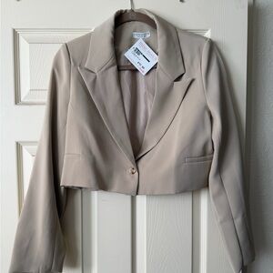 Beige Cropped Blazer